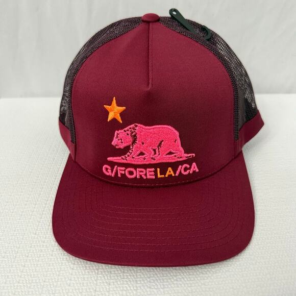 G Fore Snapback Hat Los Angeles California Maroon Pink - Picture 1 of 10
